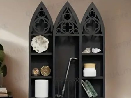 Gothic Wood Crystal Display Three Towers Shelves 12 x 8  Online now