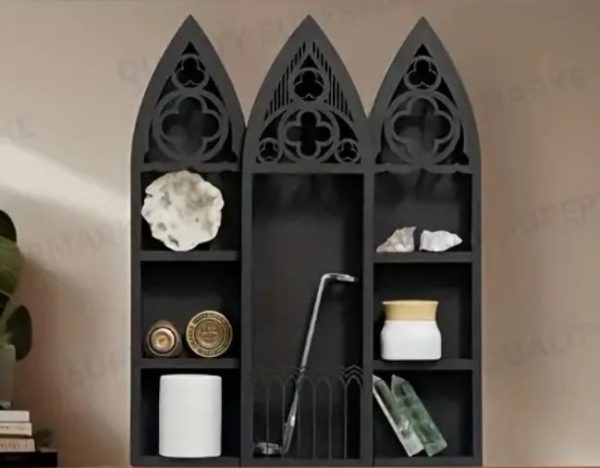 Gothic Wood Crystal Display Three Towers Shelves 12 x 8  Online now