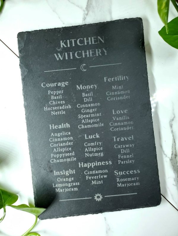 Kitchen Witch Correspondences Slate Sign    Trivet For Sale