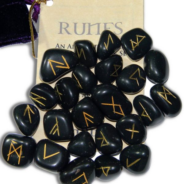 Black Agate Gemstone Runes  - Starlinks Gifts Hot on Sale