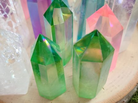 Aura Green Quartz Mini Point Towers 2 1 2 to 3 inches For Discount