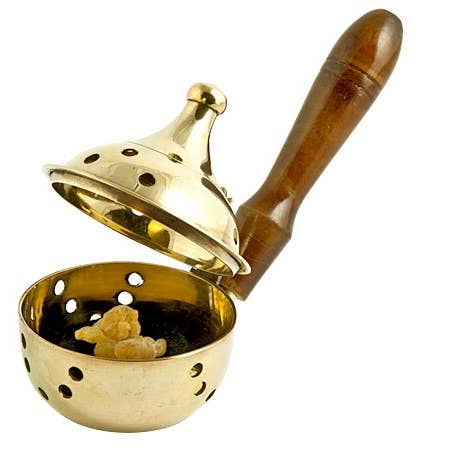 Brass Censer Burner with Wooden Handle - 6 L, 3 H Online now