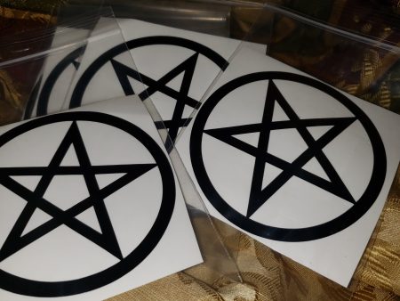 Black Pentacle   Pentagram Sticker    Decal 3 1 2 inches Fashion