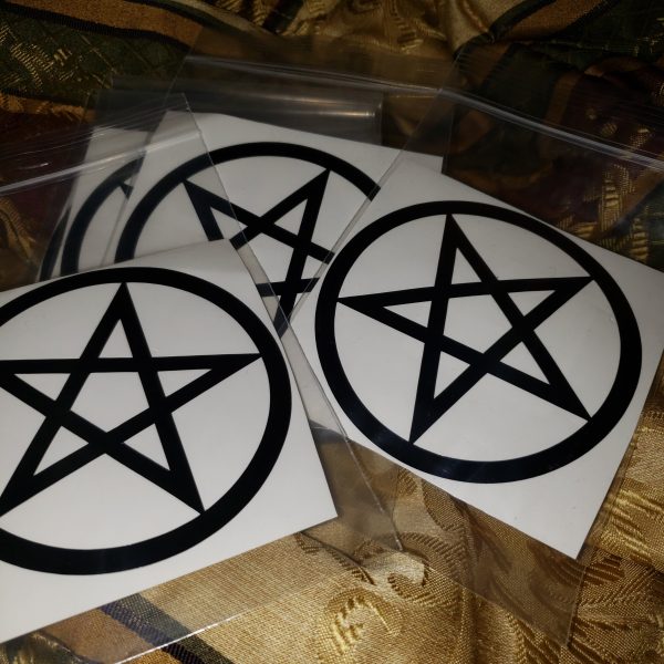 Black Pentacle   Pentagram Sticker    Decal 3 1 2 inches Fashion