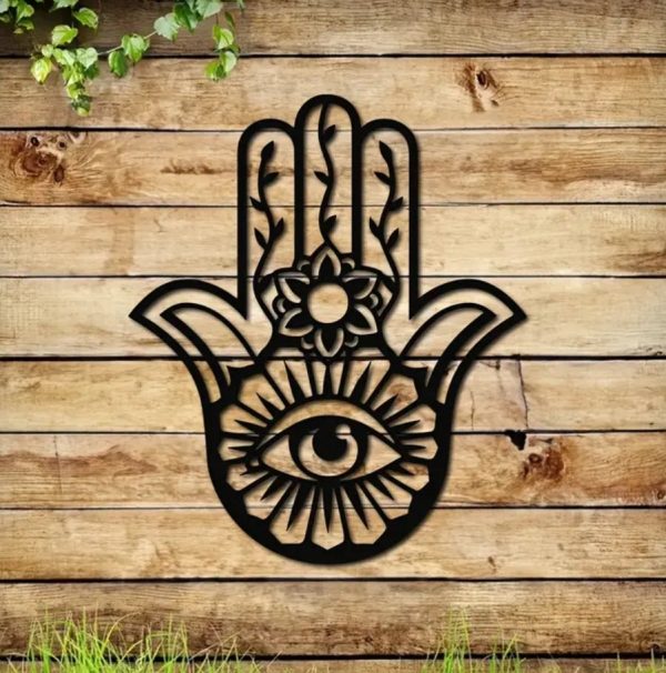 Hamsa Hand with Evil Eye Metal Wall Iron Art on Sale