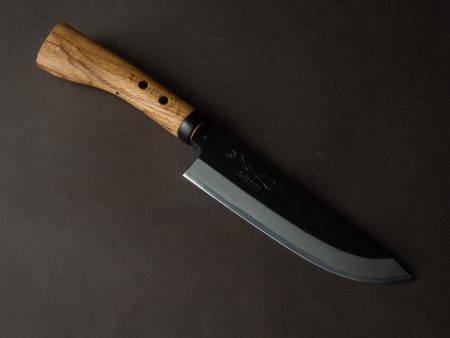 Ajikataya - Kengata Single Bevel Hatchet - White #2 - Kurouchi - 180mm - Oak Handle For Sale