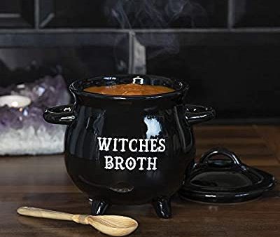 Witches Broth Cauldron Bowl with Broom Spoon Hot on Sale