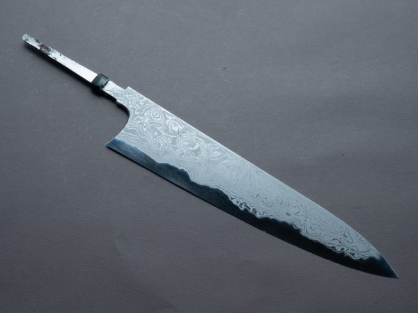 Hitohira - Tanaka x Yohei - Blue #1 Damascus - 270mm Gyuto - No Handle Online Sale