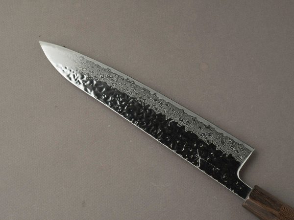 Hitohira - Futana Stainless Polished - Tsuchime Damascus - 240mm Gyuto - Tagayasan Handle on Sale