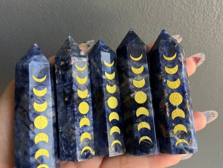 Sodalite Etched Moon Phase Tower For Sale