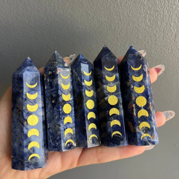 Sodalite Etched Moon Phase Tower For Sale