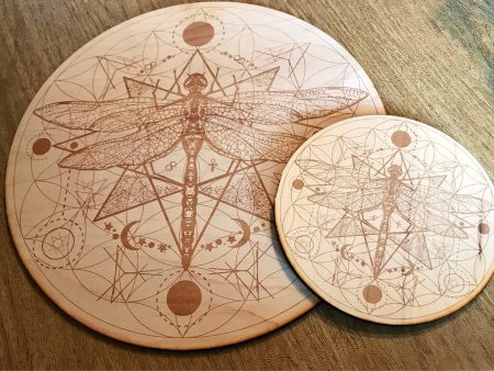 Dragonfly and Flower Of Life Crystal Grid   Altar Tile Online Hot Sale