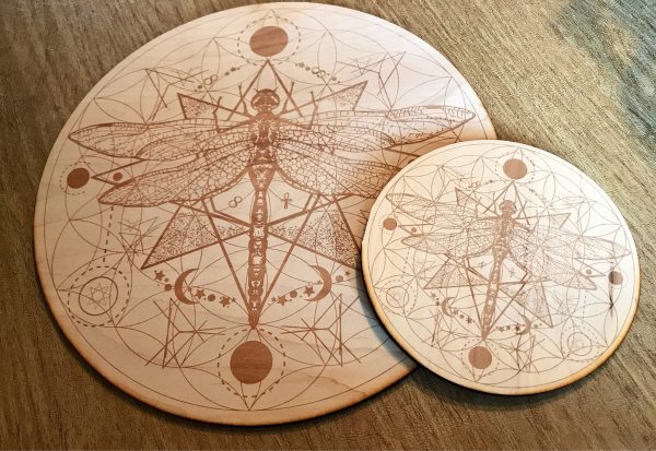 Dragonfly and Flower Of Life Crystal Grid   Altar Tile Online Hot Sale