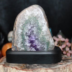 Quartz and Amethyst Free Form Specimen For Sale