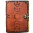 Moon Phase Leather Journal with Latch 5 x 7   Fashion