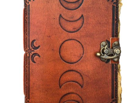 Moon Phase Leather Journal with Latch 5 x 7   Fashion