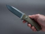 lionSTEEL - Fixed Blade - M5 - Sleipner - 110mm - Green Canvas Handle - Leather Sheath Discount