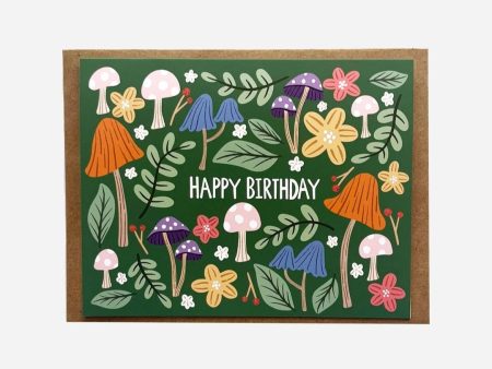 Mushroom Happy Birthday Card - Blank Inside Online Hot Sale