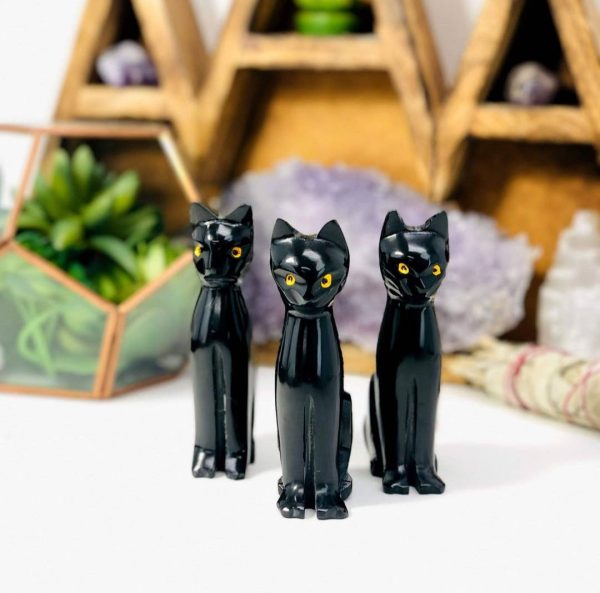 Black Onyx Carved Cat 4  Sale