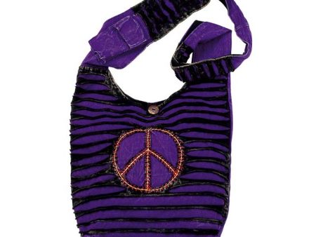 Purple   Black Ribbed Peace Monk Bag   Purse Sale