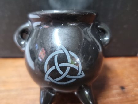 Triquetra Cauldron Ceramic Incense Holder - Black Supply