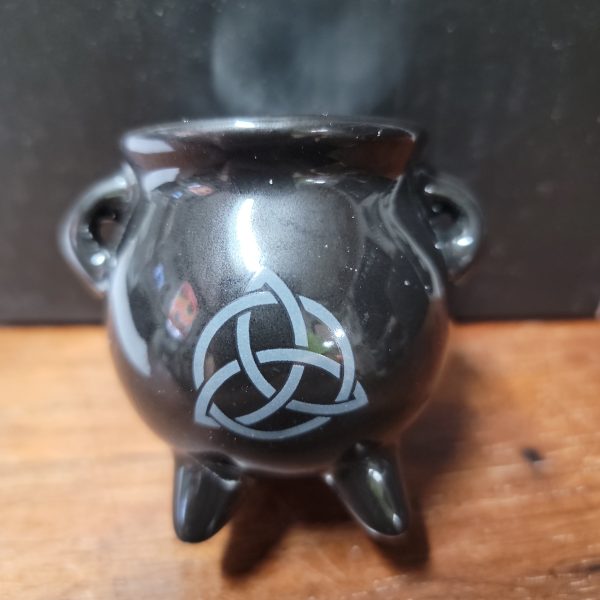 Triquetra Cauldron Ceramic Incense Holder - Black Supply