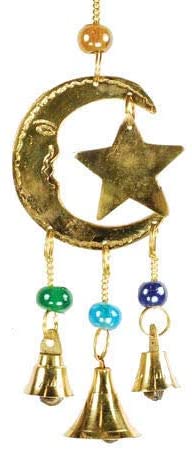 Three Bell Star and Moon Wind Chime 9 inch Online now