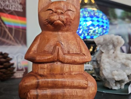 Wooden Meditation Cat on Sale