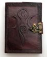 Triple Moon Goddess Embossed Brown Leather Journal w  latch 5 x 7  (Maiden, Mother, Crone) Online Hot Sale