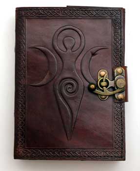 Triple Moon Goddess Embossed Brown Leather Journal w  latch 5 x 7  (Maiden, Mother, Crone) Online Hot Sale