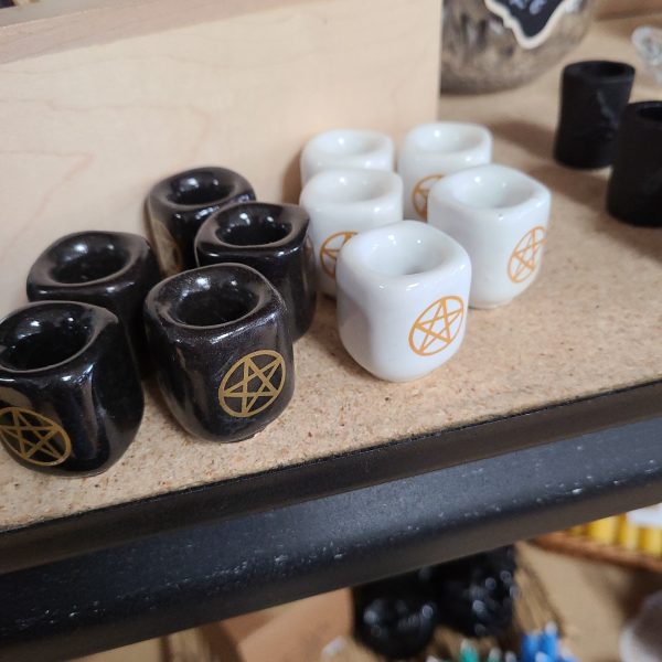 Pentacle Ceramic Chime Holders - Black and White Styles Online now