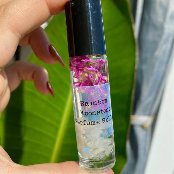 Rainbow Moonstone Crystal Perfume Roller For Cheap