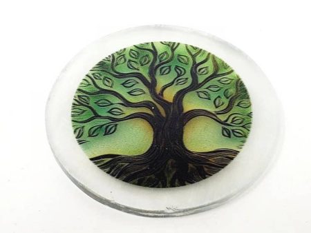 Selenite Coaster Altar Printed Tile - Tree of Life 3  Supply