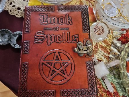 Book of Spells Leather Journal with Latch 5 x 7   For Cheap