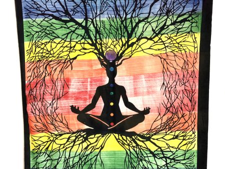 Indian Cotton Tapestry 7 Chakra   Tree Of Life Fashion