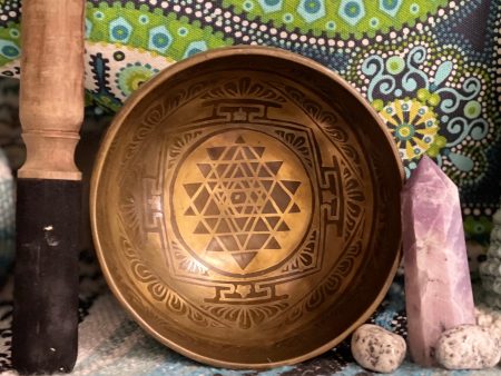 Ancient Design Handcrafted Singing Bowl 5 inches - Sri Yantra Online now