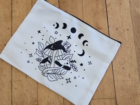 Zippered Tarot Bags - Mushroom and Moon Phase (White) Supply