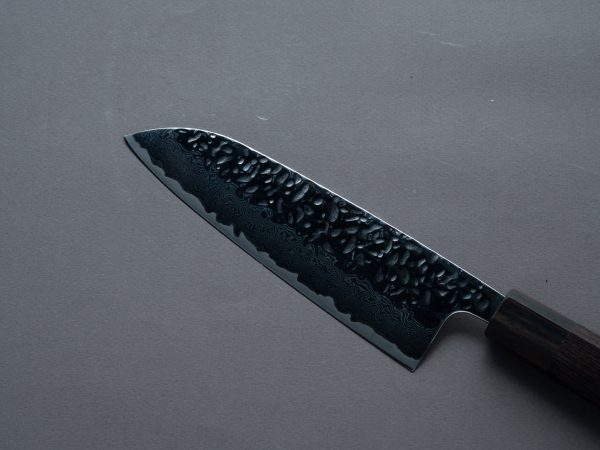 Hitohira - Futana - Stainless Polished - Tsuchime Damascus - 165mm Santoku - Tagayasan Handle on Sale