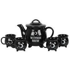 Witches Brew Ceramic Cauldron Tea Set - Tea Pot and Cauldron Mugs Sale