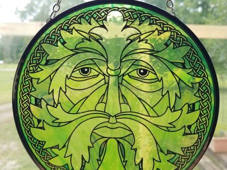 Celtic Greenman Glass Suncatcher 6in Online