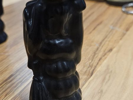 Obsidian Carved Witch on Broom  3 1 2  For Sale