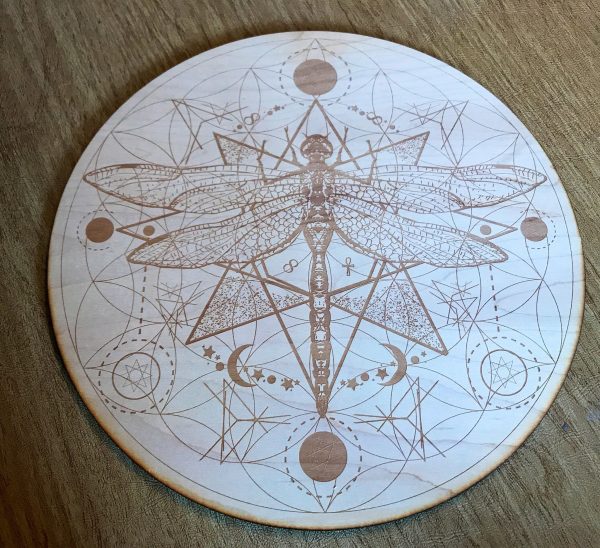 Dragonfly and Flower Of Life Crystal Grid   Altar Tile Online Hot Sale