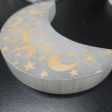 Selenite Moon with Engraved Gold Moon and Stars Cheap