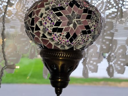 Turkish Ceiling Hanging Lamp, Handmade Small Globe Purples & Pinks For Sale