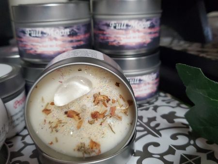 Magical Crystal and Herb Candle Tin - Full Moon Discount