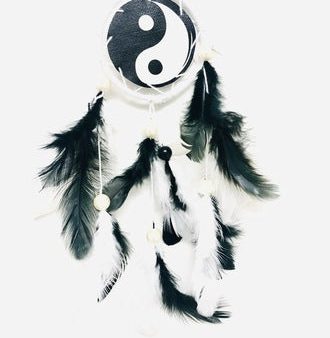 Dream Catcher Ying Yang w  white feathers For Discount