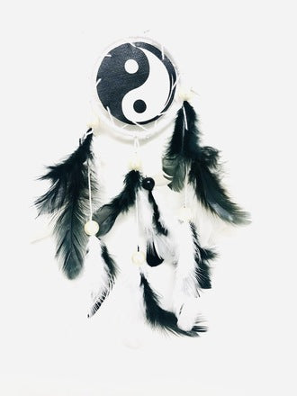 Dream Catcher Ying Yang w  white feathers For Discount