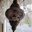 Turkish Ceiling Hanging Lamp, Handmade Small Globe Purples & Pinks For Sale