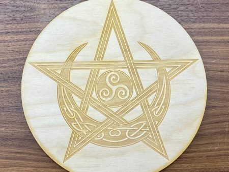 Celtic Pentagram Moon Crystal Grid   Altar Tile Cheap