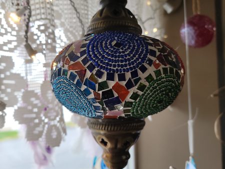 Turkish Ceiling Hanging Lamp, Handmade Large Globe Mulit Colored Online Sale